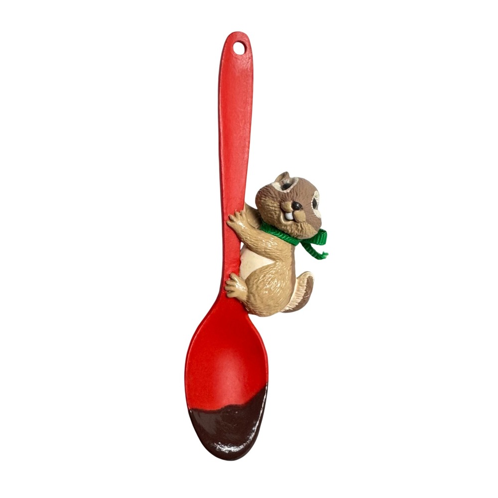 Vintage 1988 Hallmark Keepsake Ornament Squirrel Chipmunk Teeny Taster Spoon